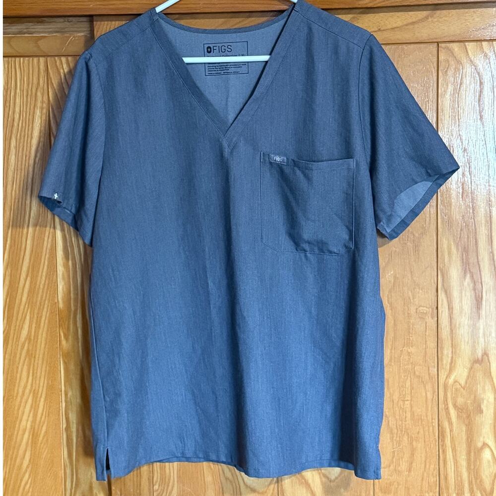 Women's FIGS Heather Graphite Gray Catarina Scrub Top - XL